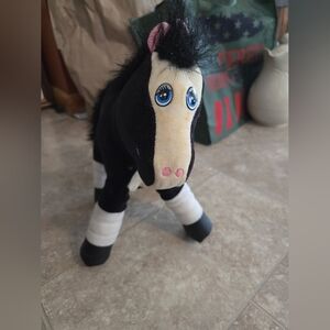 Vintage 1993 Tyco, Love n Hug Horses, Plush Black Horse with clop sound